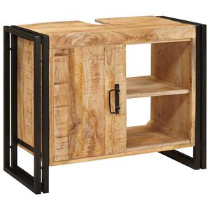 vidaXL Wastafelkast met plank Bruin 71 x 33 x 58 cm Massief Mango Hout
