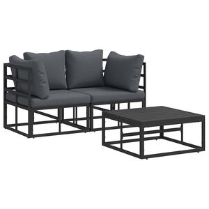 vidaXL Tuinbankenset 3 st Zwart Metaal