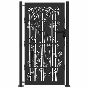 vidaXL Tuinpoort met slot Zwart 110 x 180 cm Gepoedercoat staal