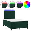 vidaXL Boxspring met matras en LED fluweel donkergroen 120x200 cm