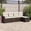 vidaXL 5-delige Loungeset met kussens poly rattan bruin