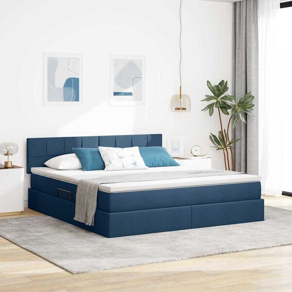 vidaXL Opbergbed met matras met matras Blauw 180 x 200 cm Bewerkt hout
