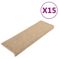 vidaXL Trapmatten zelfklevend 15 st sisal-look 65x21x4 cm zandkleurig