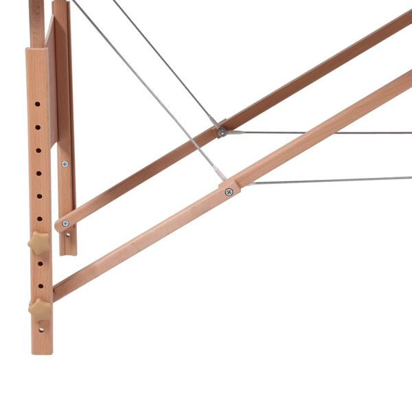 vidaXL Inklapbare massagetafel 2 zones met houten frame (zwart)