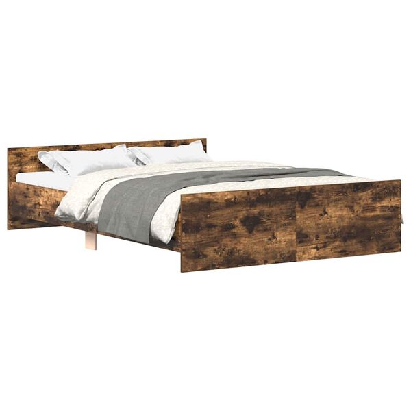 vidaXL Bedframe met hoofd- en voeteneinde gerookt eiken 140x200 cm