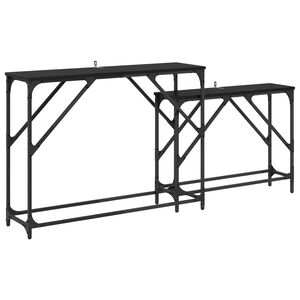 vidaXL Wandtafel 2 st Zwart Eiken 100 x 28 x 75 cm Bewerkt hout