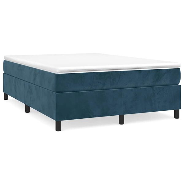 vidaXL Boxspring met matras fluweel donkerblauw 140x190 cm