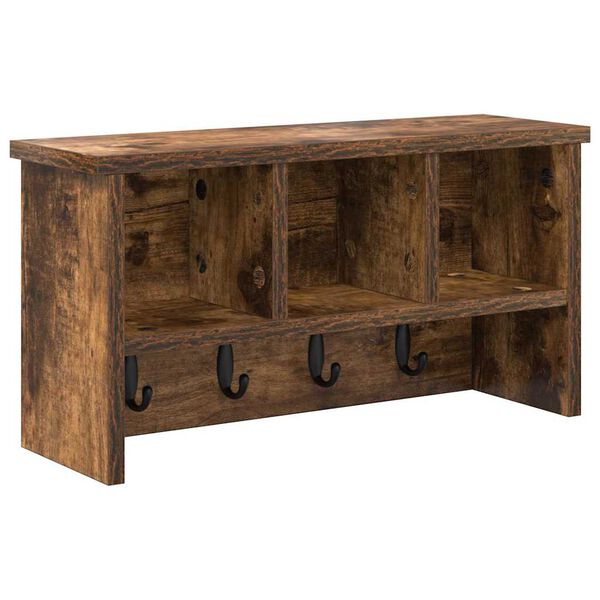 vidaXL Wandgemonteerde kapstok met plank Gerookt eiken 50 x 16 x 26 cm