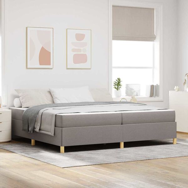 vidaXL Bedframe met matras Taupe 200 x 200 cm Stof