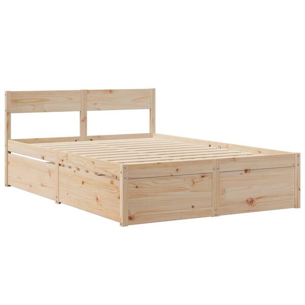 vidaXL Bedframe zonder matras massief grenenhout 135x190 cm