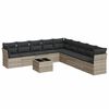 vidaXL 10-delige Loungeset met kussens poly rattan lichtgrijs
