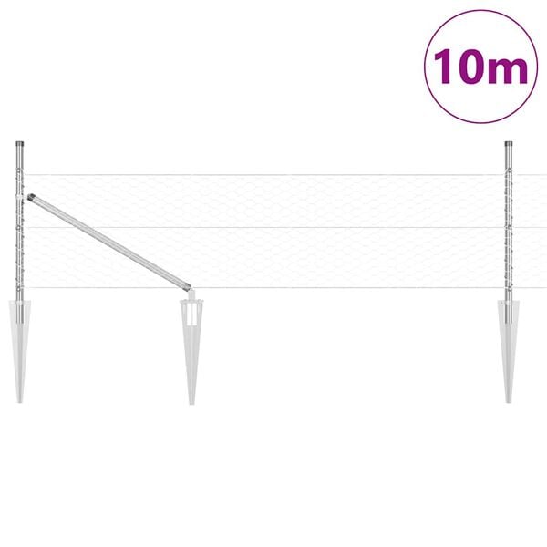 vidaXL Afrasteringspaal Zilver 10 x 0,8 m (36 mm gaas) Staal