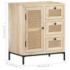 vidaXL Dressoir 60x35x70 cm massief mangohout en natuurlijk riet