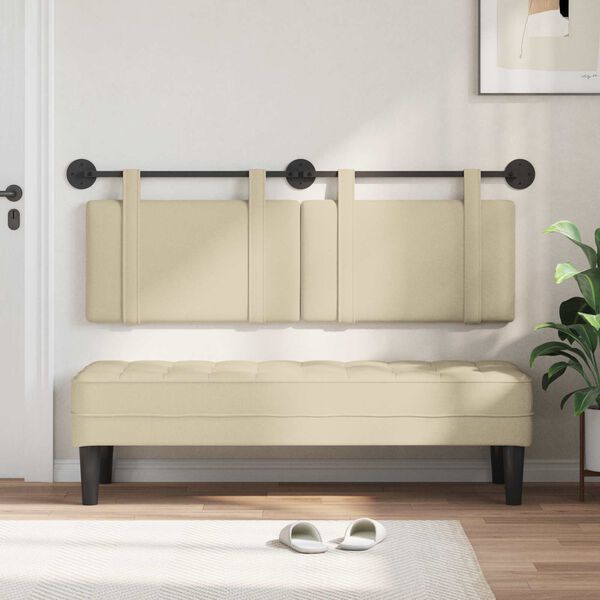 vidaXL Hangend Hoofdeinde Wandgemonteerd Cr&egrave;me 130 x 55 x 5 cm Stof