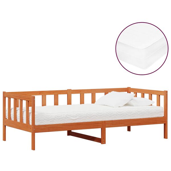 vidaXL Dagtbed met matras met hoofdeinde Wasp Bruin en Wit 90 x 200 cm