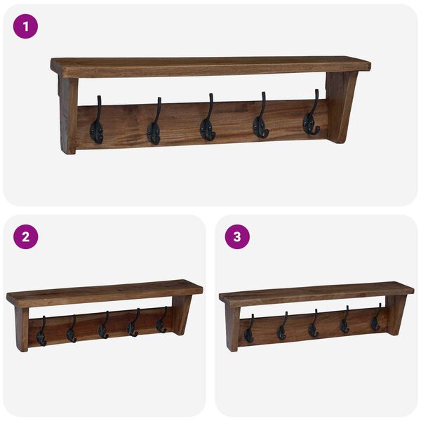 vidaXL Hanger Bruin 50 x 10 x 14 cm Massief Mahoniehout