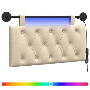 vidaXL Hangend hoofdbord Met LED-verlichting Cr&egrave;mekleurig Stof