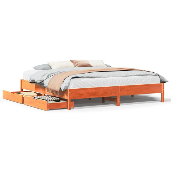 vidaXL Bedframe zonder matras massief grenenhout wasbruin 180x200 cm