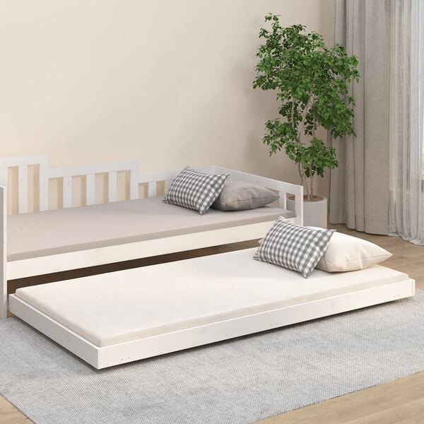 vidaXL Bedframe zonder matras massief grenenhout wit 90x200 cm