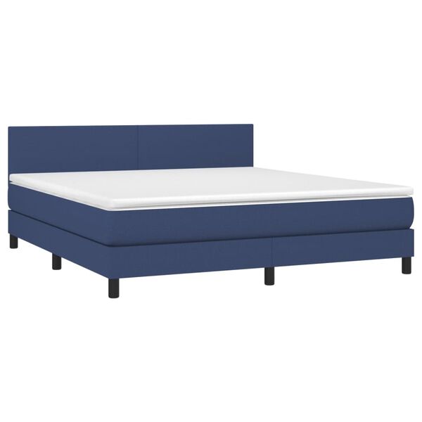 vidaXL Boxspring met matras en LED stof blauw 160x200 cm