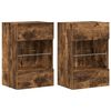 vidaXL Wandkasten met LED-verlichting voor tv 2 st 40x30x60,5 cm gerookt eikenkleurig
