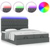 vidaXL Ottoman bed met matrassen en LED's 200x200cm stof donkergrijs