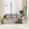 vidaXL Tuin Sofa Set met kussen 4 pcs Beige Poly riet