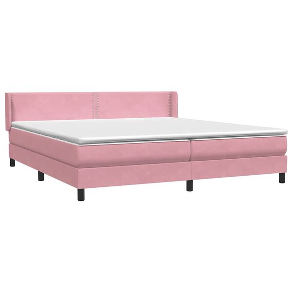 vidaXL Boxspring met matras fluweel roze 180x210 cm
