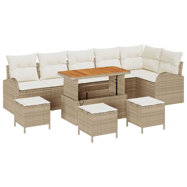 vidaXL Tuin Sofa Set met kussen met opslag 10 pcs Beige en Cr&egrave;me