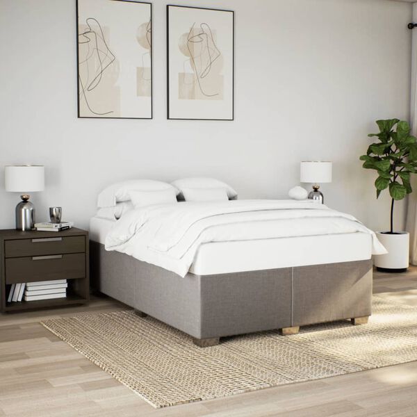 vidaXL Bedframe zonder matras stof taupe 160x200 cm