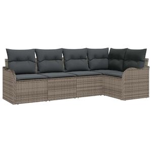 vidaXL Tuin Sofa Set met opslag 5 pcs Grijs poly rattan