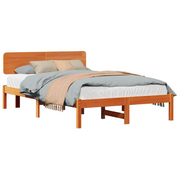 vidaXL Bedframe Wasbruin 140 x 190 cm Massief grenenhout