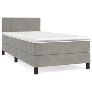vidaXL Boxspring met matras fluweel lichtgrijs 100x200 cm