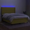 vidaXL Boxspring met matras en LED stof groen 140x190 cm