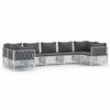 vidaXL 7-delige Loungeset met kussens staal wit