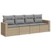 vidaXL 4-delige Loungeset met kussens poly rattan beige