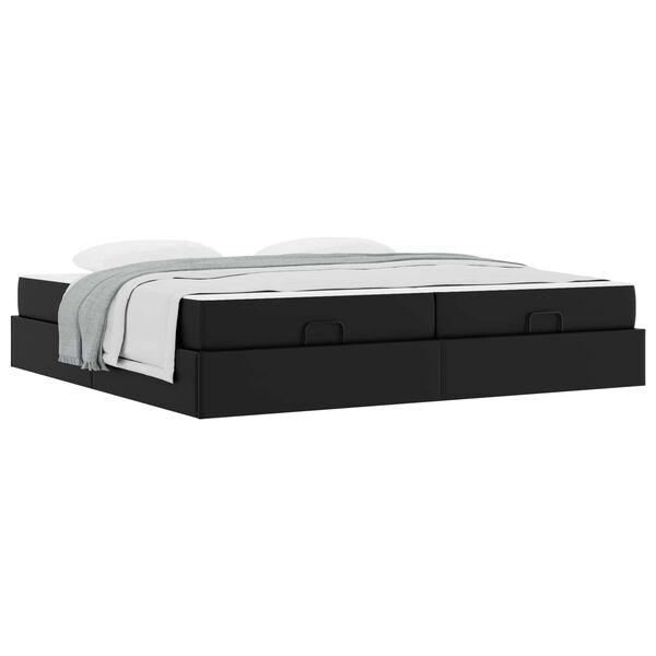 vidaXL Bedframe met matras met matras Zwart 200 x 200 cm Kunstleer