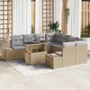 vidaXL Bankstel met kussen 9 pcs Beige en Licht Grijs poly rattan