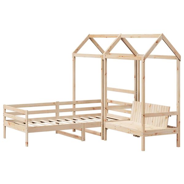 vidaXL Kinderbed met huisje en bankje massief grenenhout 80x200 cm