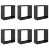 vidaXL Wandschappen kubus 6 st 30x15x30 cm hoogglans grijs