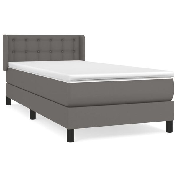 vidaXL Boxspring met matras kunstleer grijs 100x200 cm
