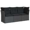 vidaXL 3-delige Loungeset met kussens poly rattan zwart