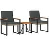 vidaXL Buitenmeubelset 3 st Grijs en Donkergrijs poly rattan