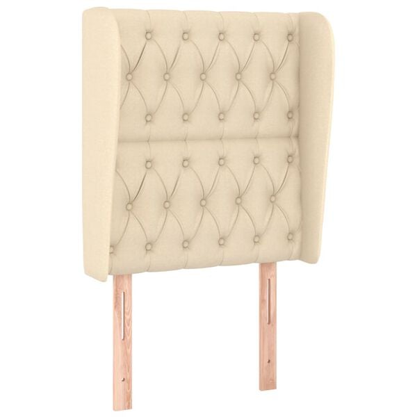 vidaXL Hoofdbord met randen 83x23x118/128 cm stof cr&egrave;mekleurig