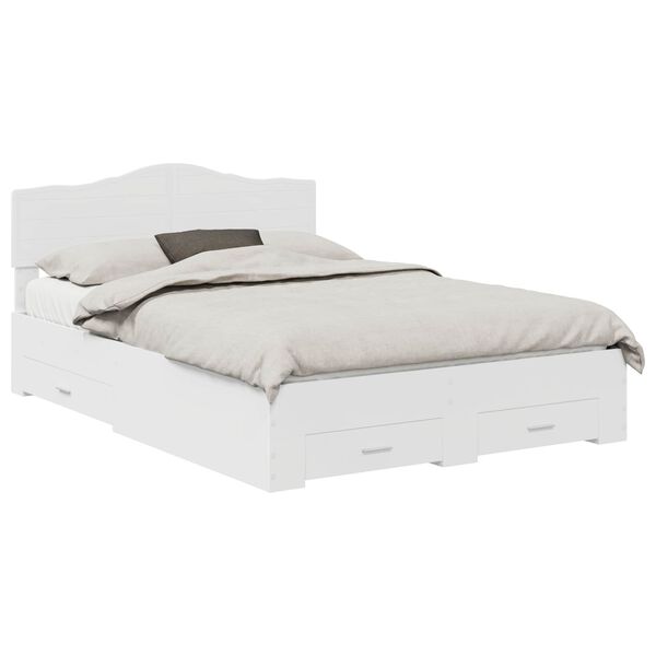 vidaXL Bedframe met hoofdeinde met lade Wit 150 x 200 cm Bewerkt hout