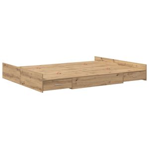 vidaXL Opbergbedframe met lade Artisan Eiken 140 x 190 cm Bewerkt hout