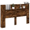 vidaXL Hoofdbord Kast met LED Gerookte Eik 160 x 16,5 x 103,5 cm