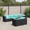 vidaXL 7-delige Loungeset met kussens poly rattan zwart