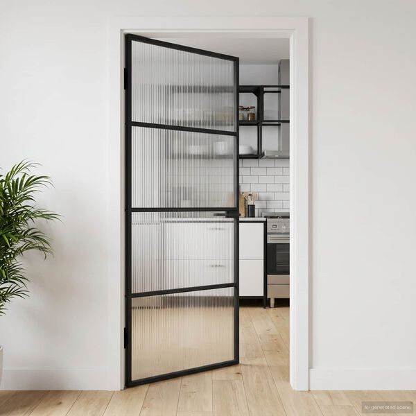 vidaXL Huisdeur 102 x 201,5 x 3,5 cm Aluminium en Gehard Glas