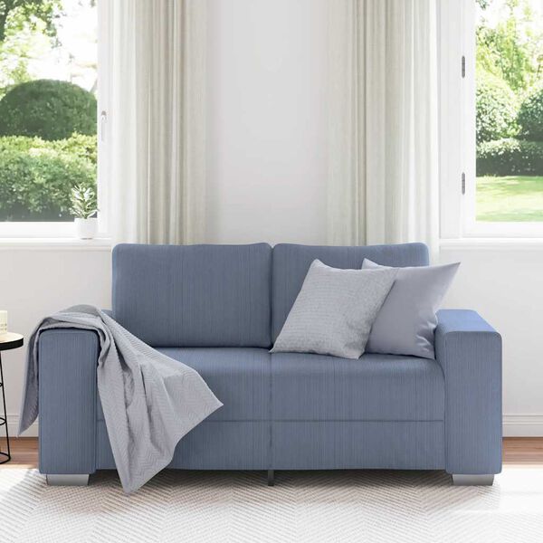 vidaXL Loveseat Sofa Blauw 160x77x82 cm Corduroy Stof